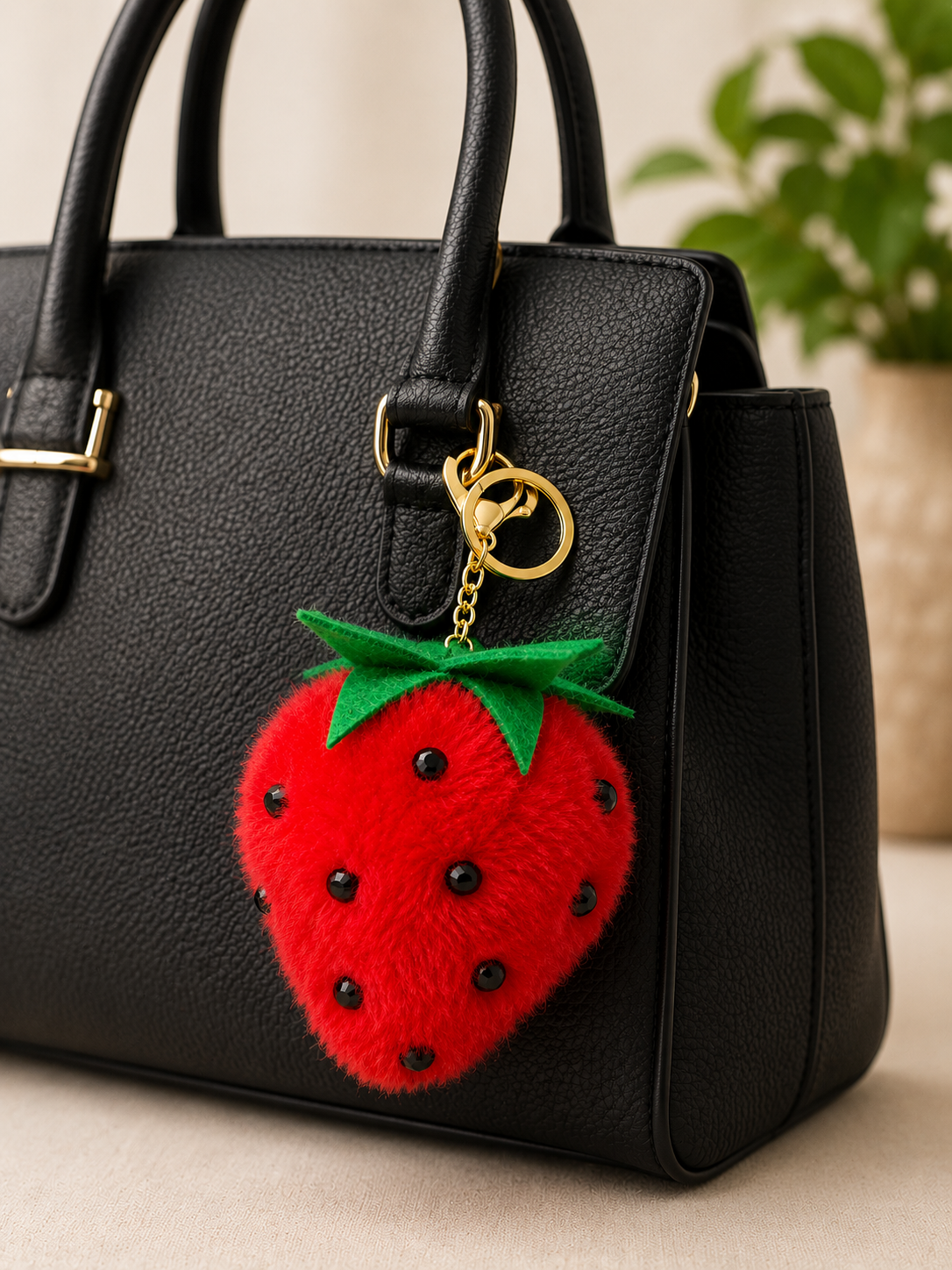 Strawberry Plush Keychain Charm
