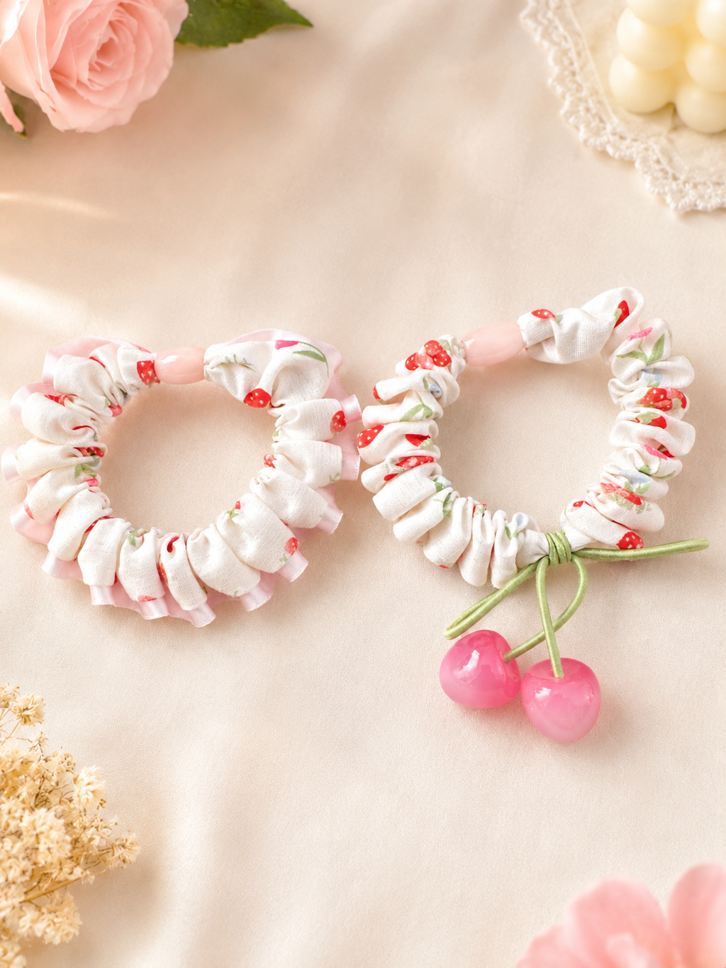 Cherry Kiss Scrunchie Set