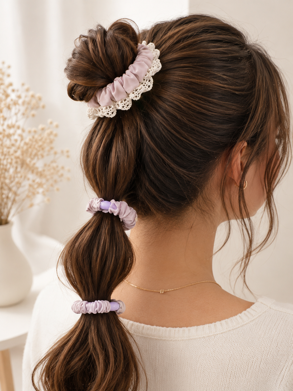Lace Trim Scrunchie Trio
