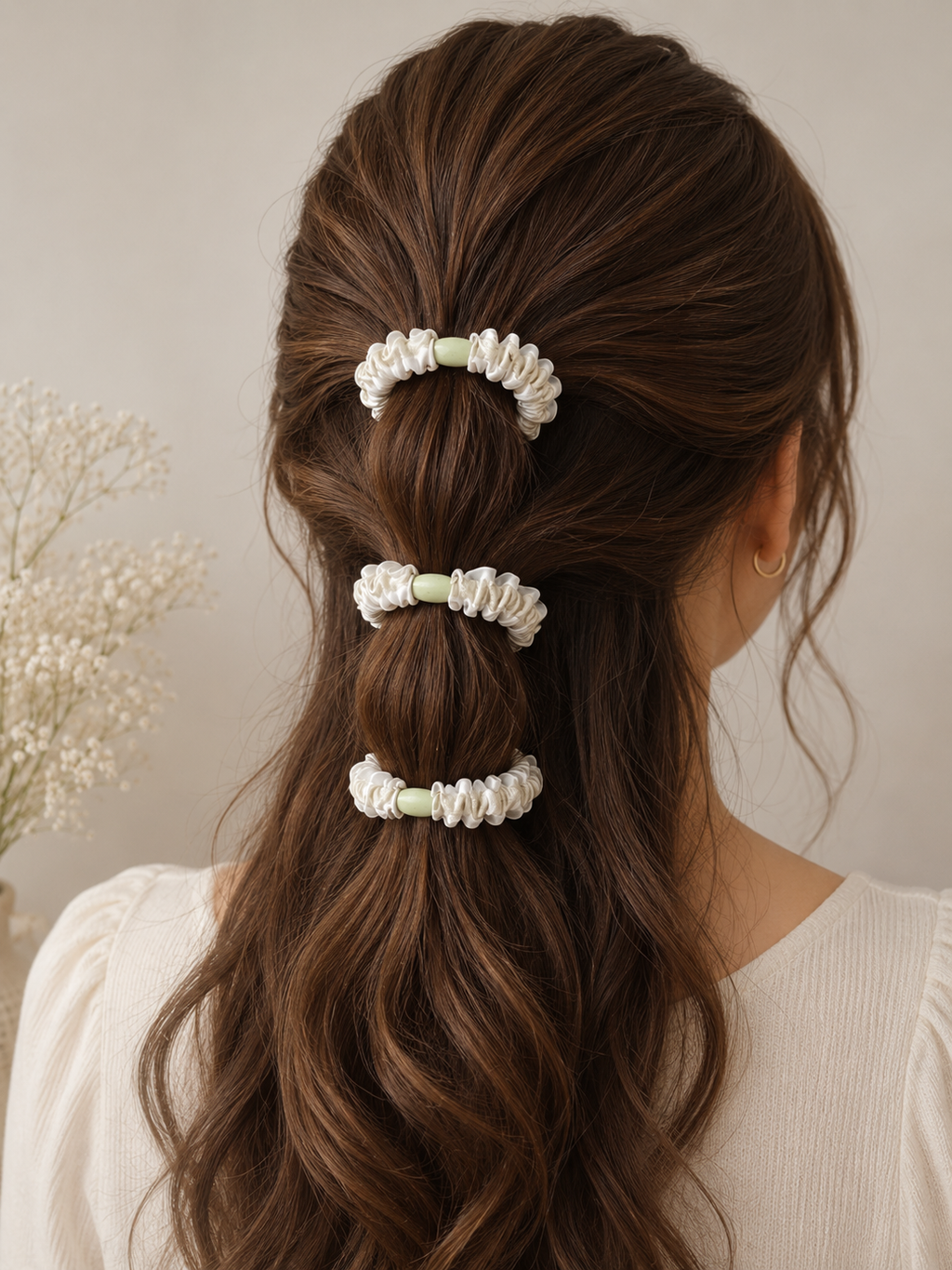 Soft Cloud Mini Scrunchie Trio