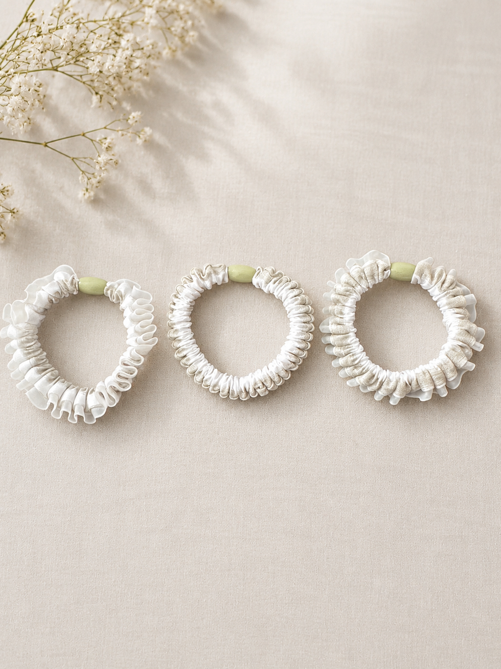 Soft Cloud Mini Scrunchie Trio