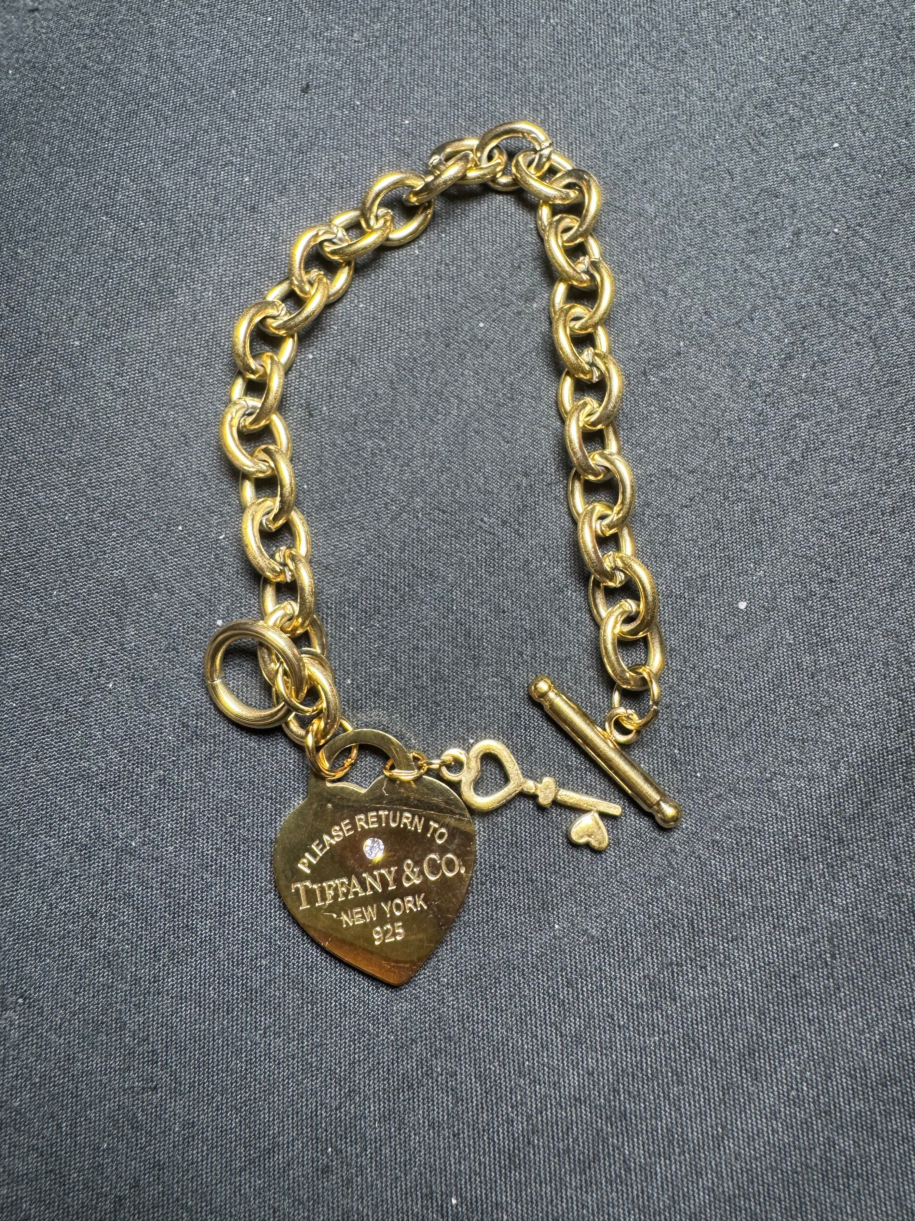 Petite Heart Key Charm Bracelet