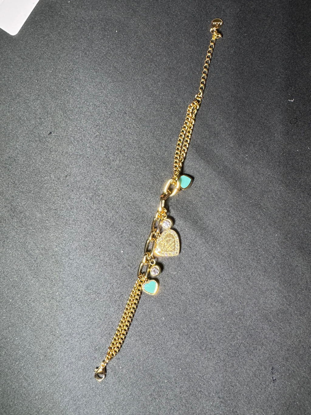 Petite Blue Heart Charm Bracelet