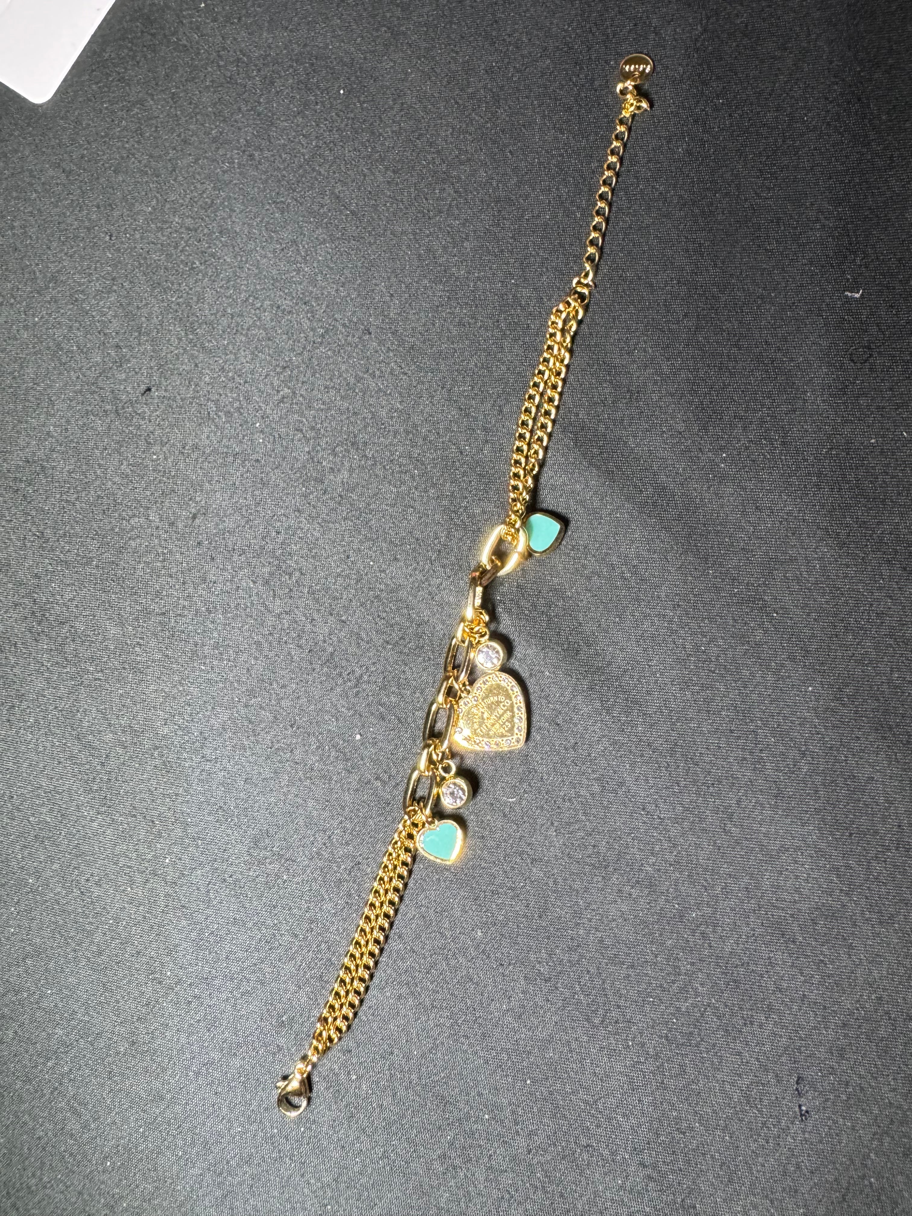 Petite Blue Heart Charm Bracelet