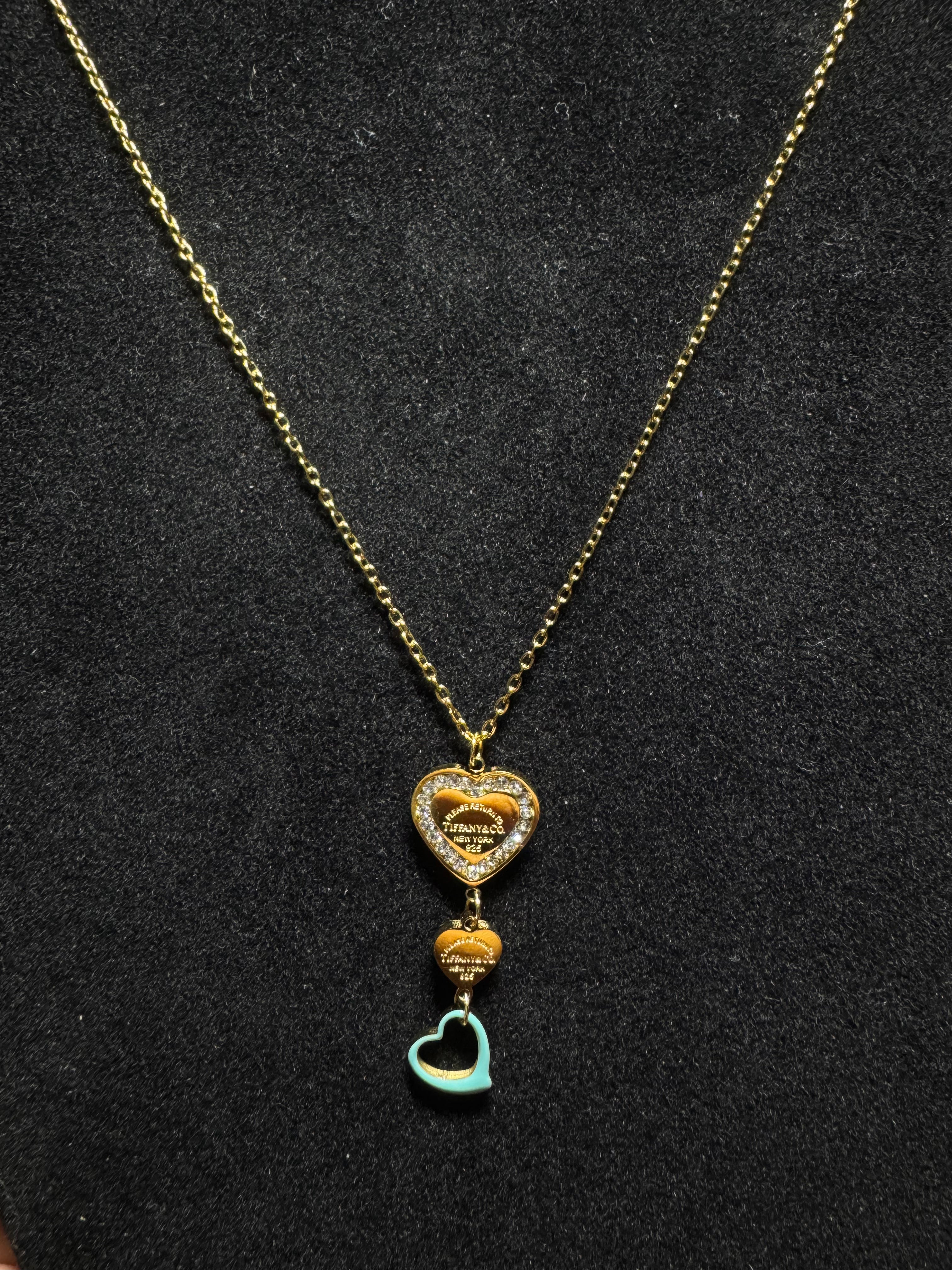 Blue Heart Luxe Drop Necklace