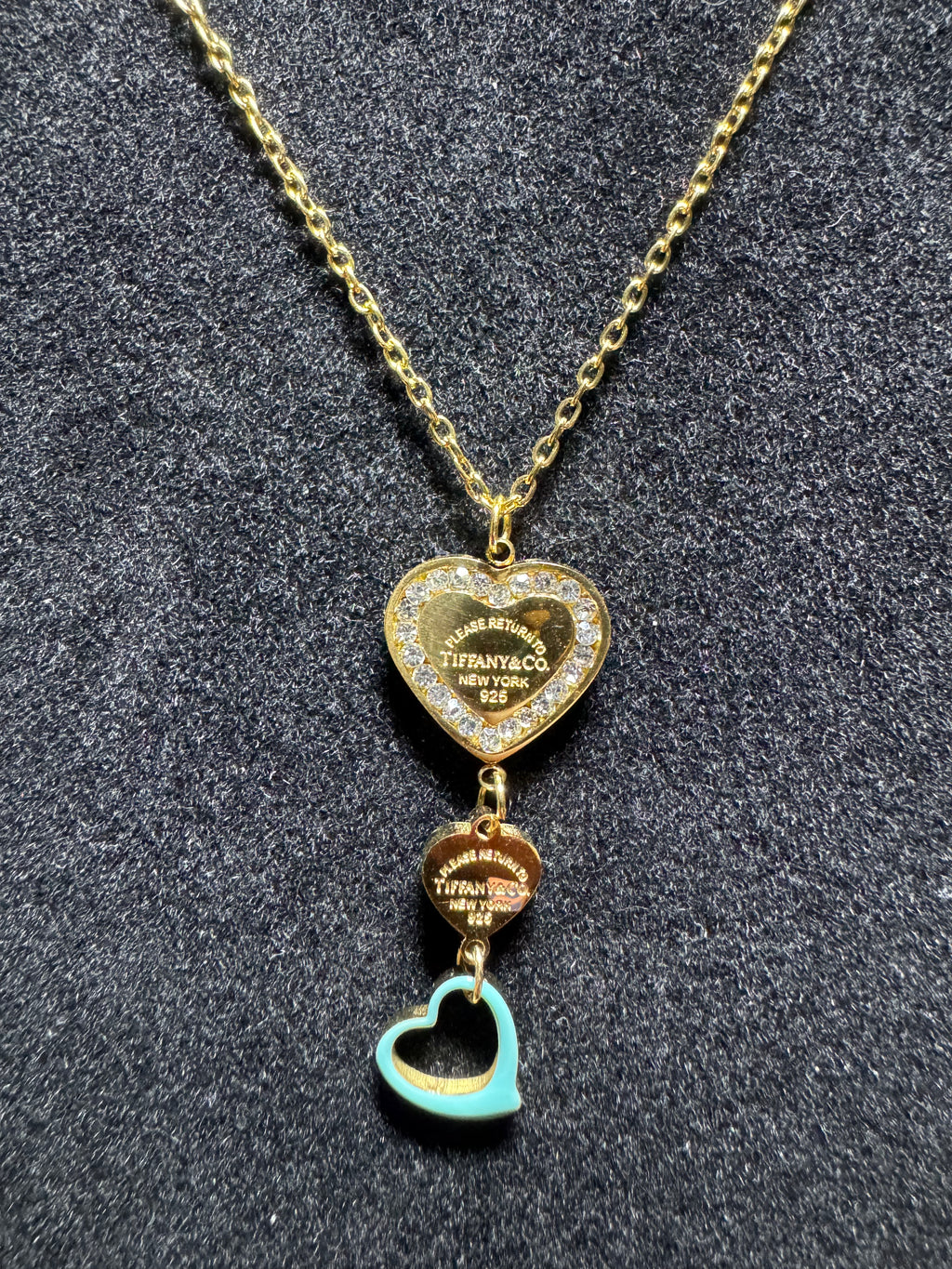 Blue Heart Luxe Drop Necklace