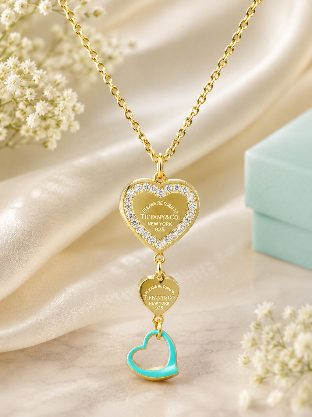 Blue Heart Luxe Drop Necklace