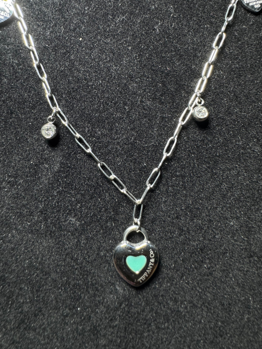 Silver Blue Heart Lock Necklace