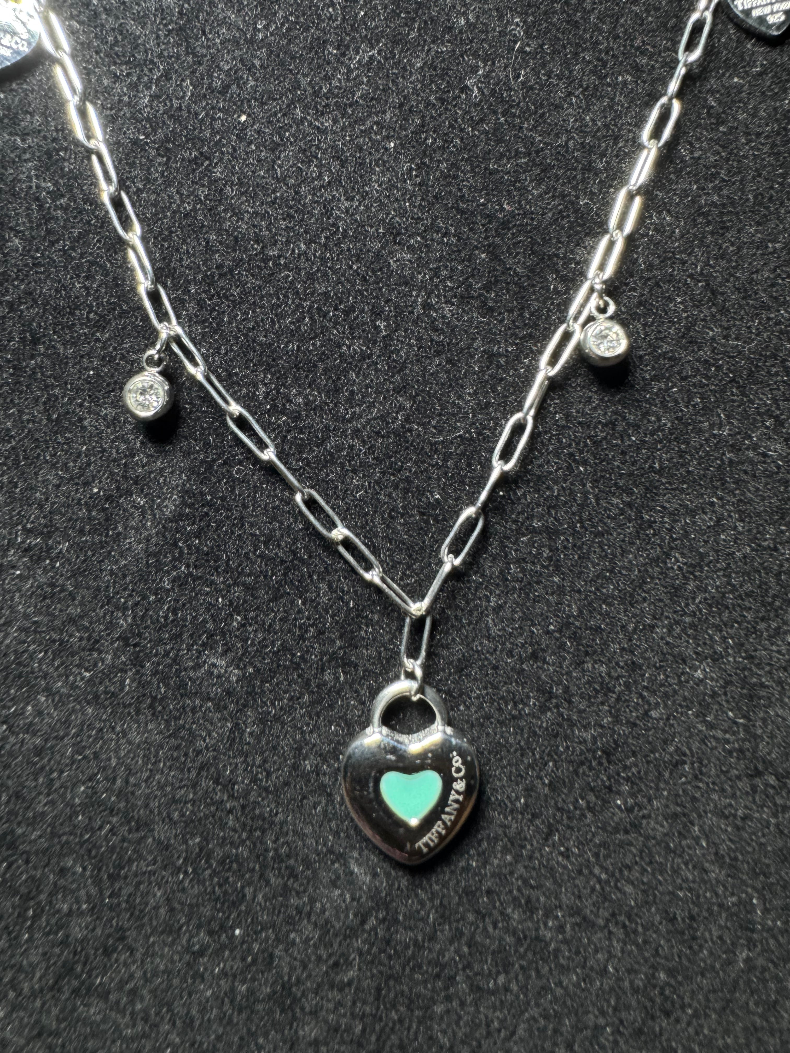 Silver Blue Heart Lock Necklace