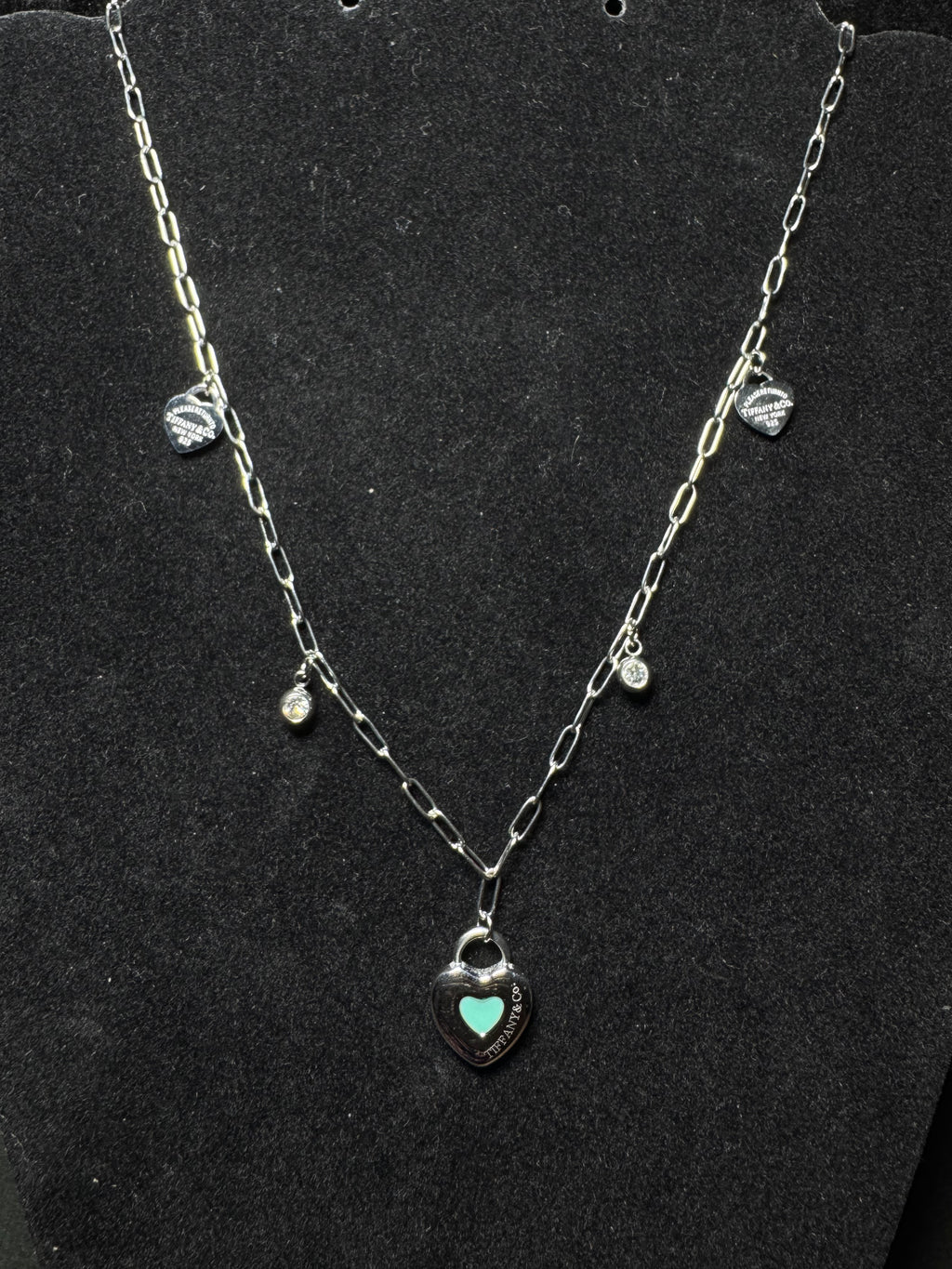 Silver Blue Heart Lock Necklace