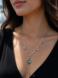 Silver Blue Heart Lock Necklace