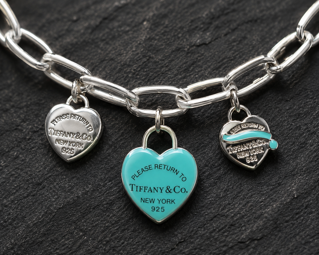 Blue Heart Triple Charm Necklace