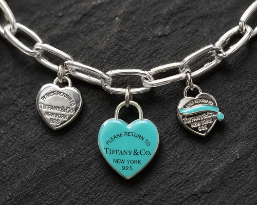 Blue Heart Triple Charm Necklace