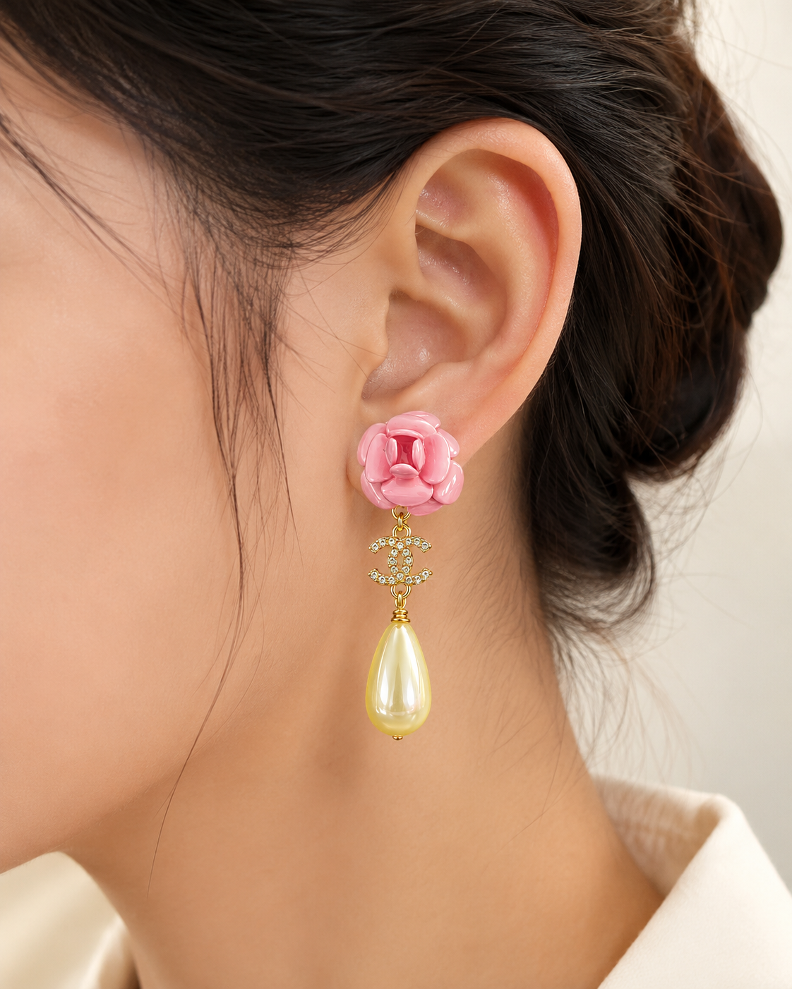 Rosé Pearl Drop Statement Earrings