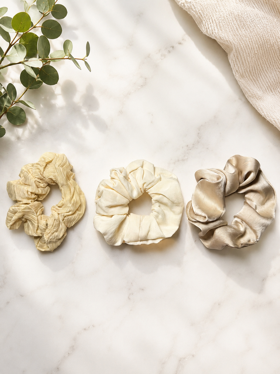 Vanilla Cloud Scrunchie Trio