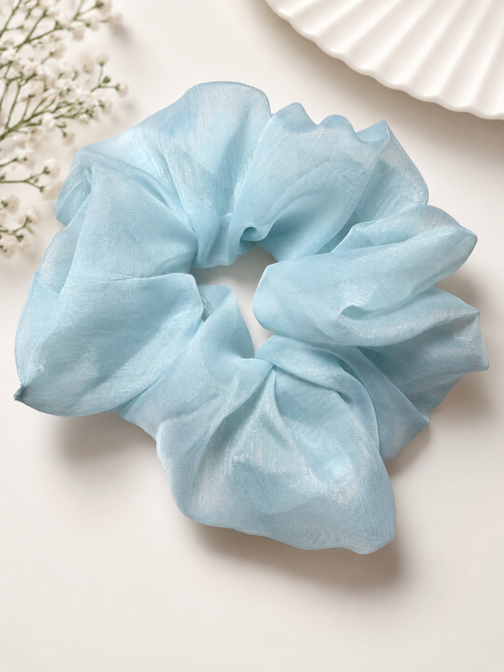 Blue Veil Organza Scrunchie