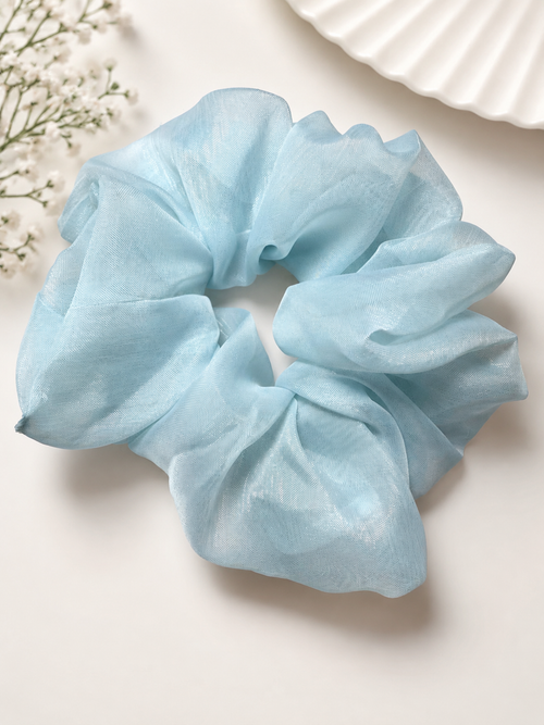 Blue Veil Organza Scrunchie