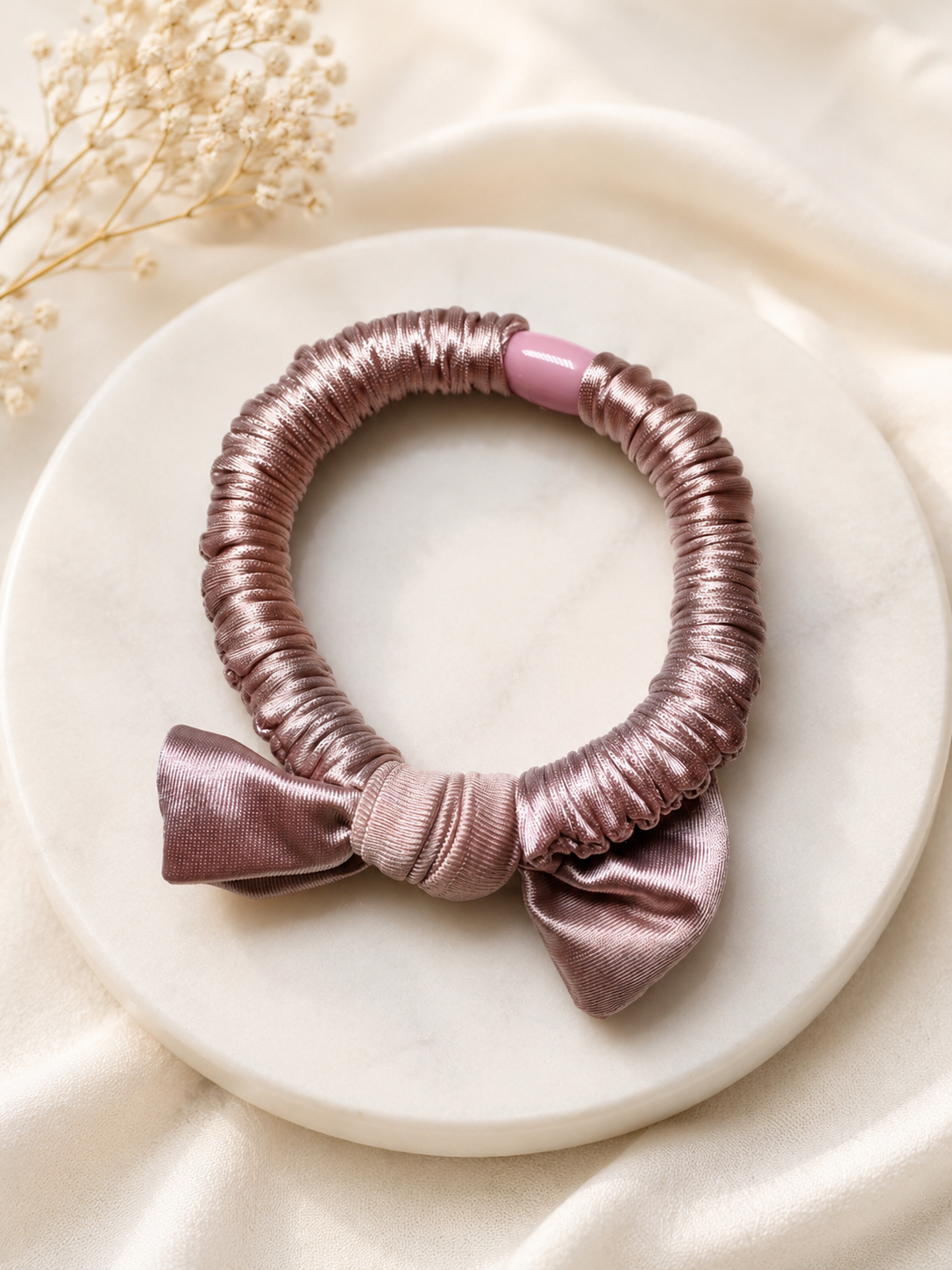 Blush Satin Bow Hair Tie Duo