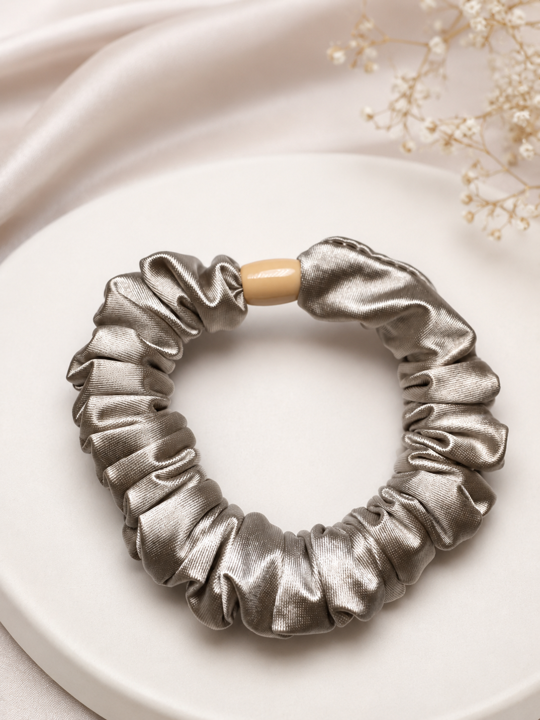 Champagne Satin Hair Tie Duo