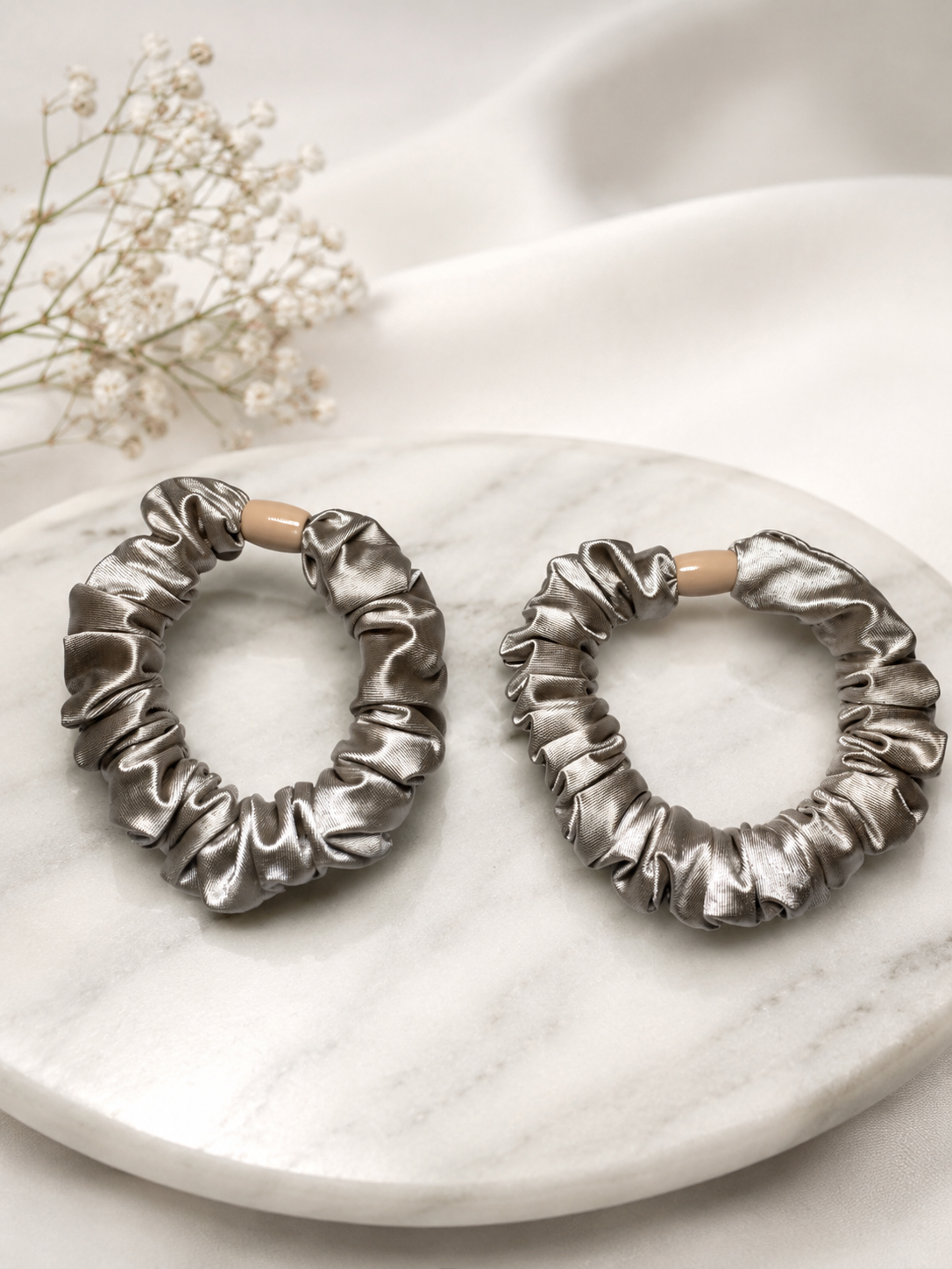 Champagne Satin Hair Tie Duo