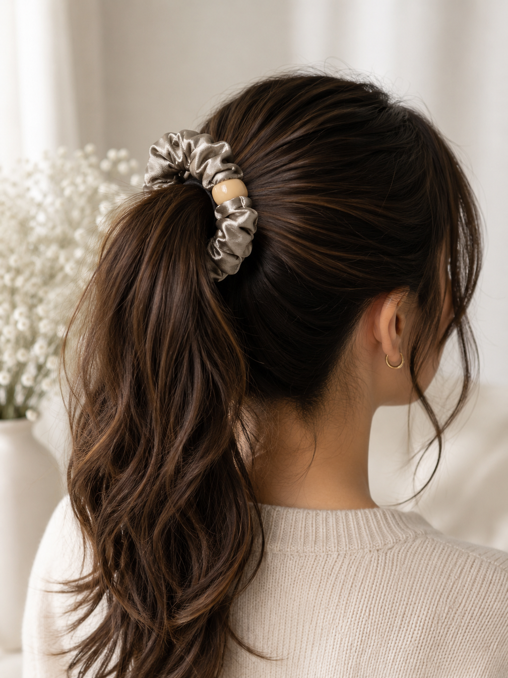 Champagne Satin Hair Tie Duo