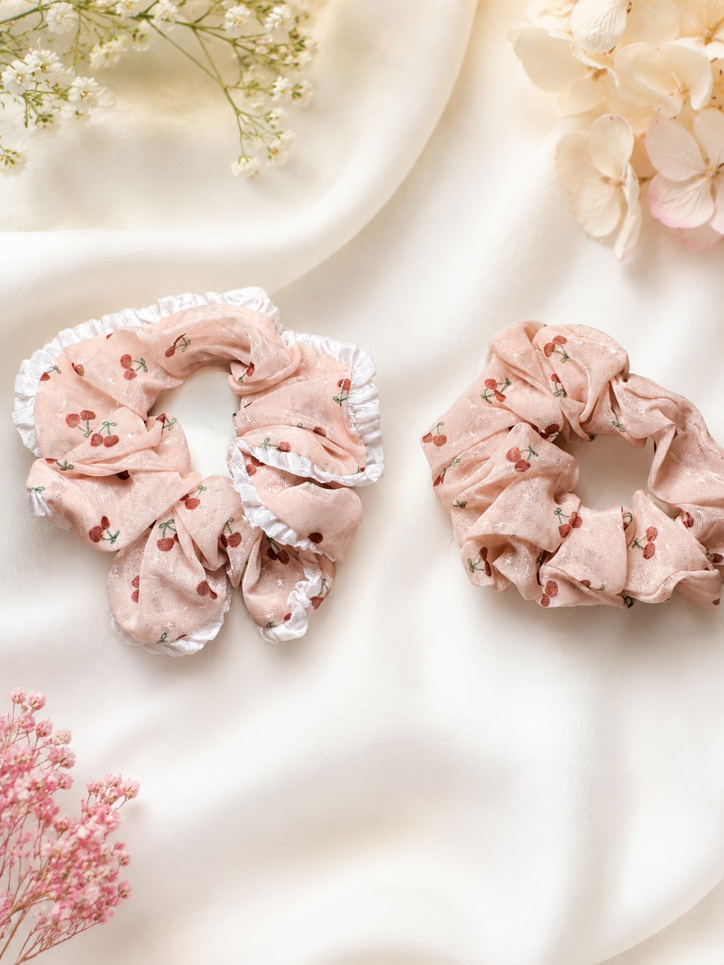 Cherry Cream Scrunchie Duo