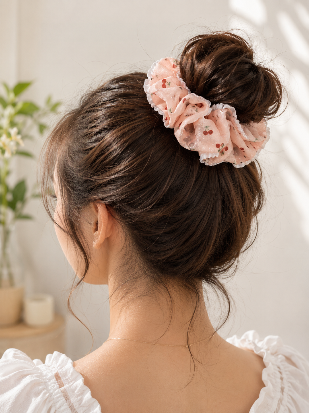 Cherry Cream Scrunchie Duo