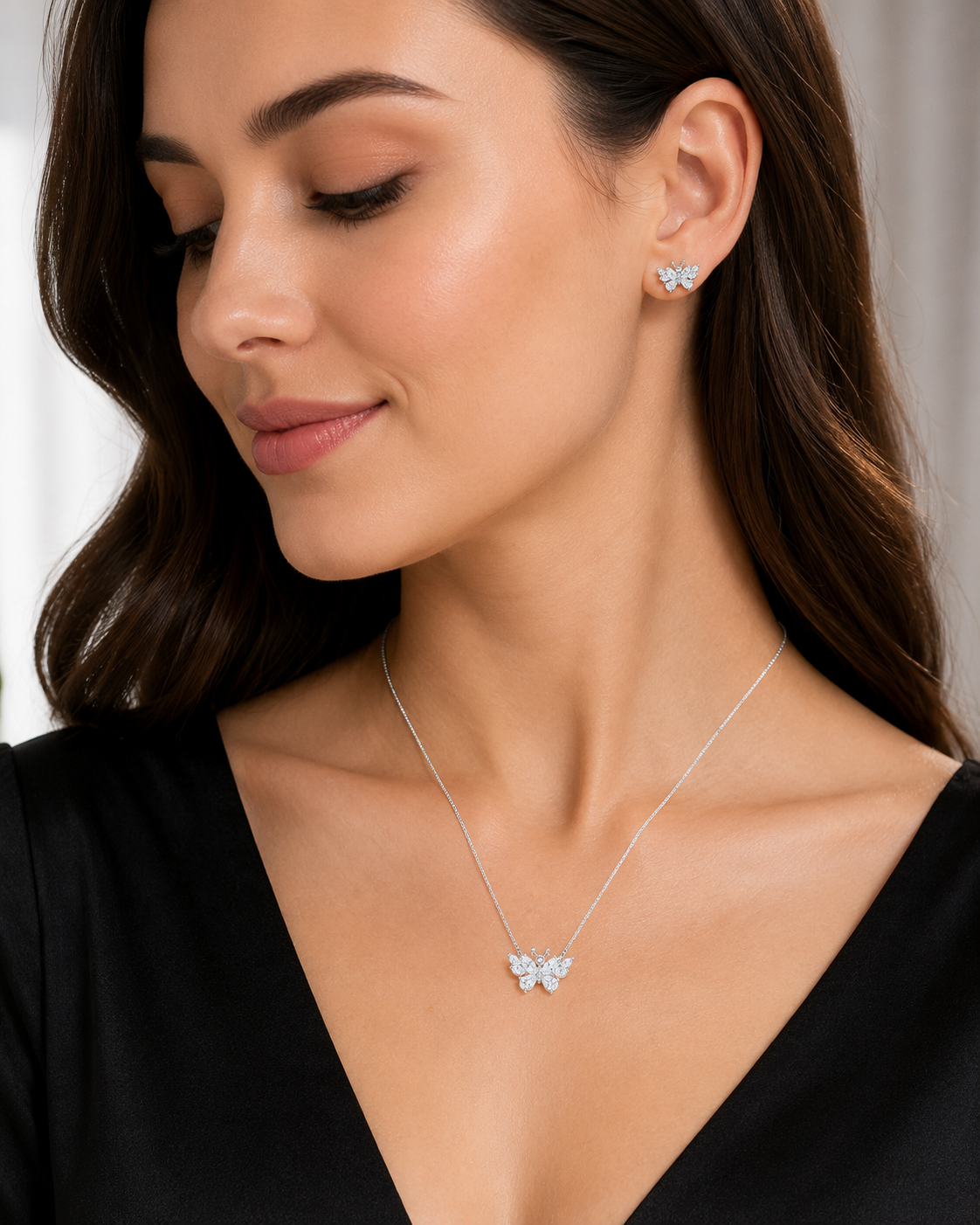 Crystal Butterfly Jewelry Set
