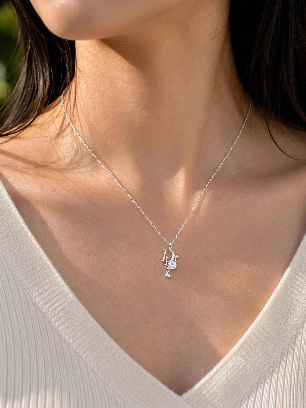 Crystal Luxe Silver Drop Necklace
