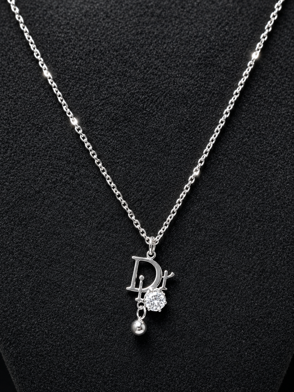 Crystal Luxe Silver Drop Necklace