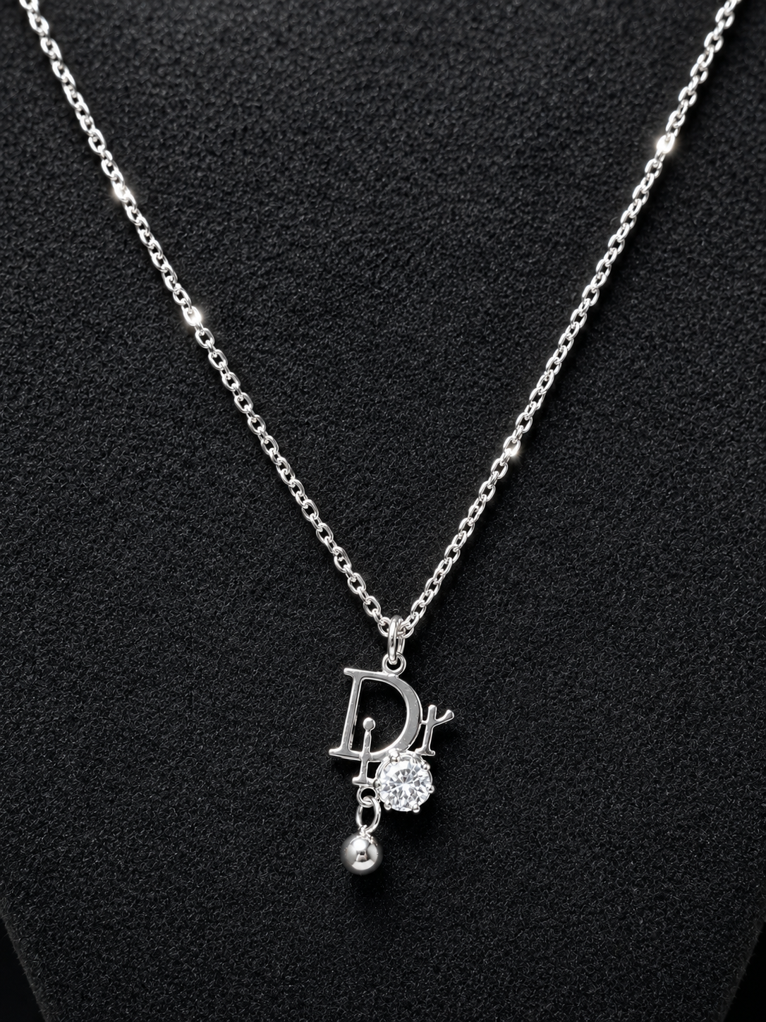 Crystal Luxe Silver Drop Necklace