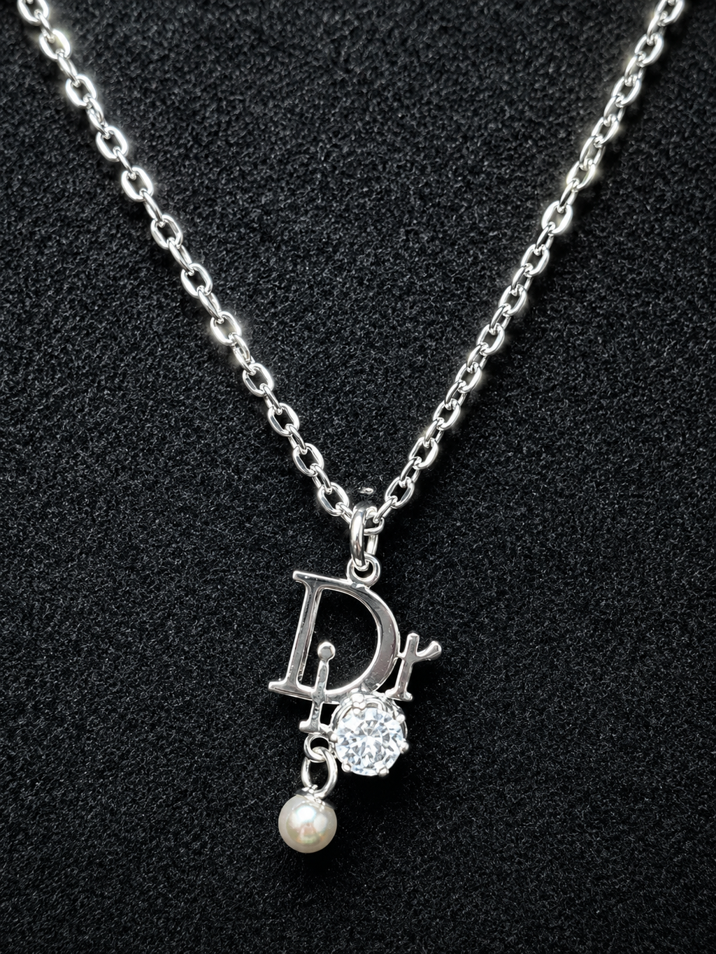 Crystal Luxe Silver Drop Necklace