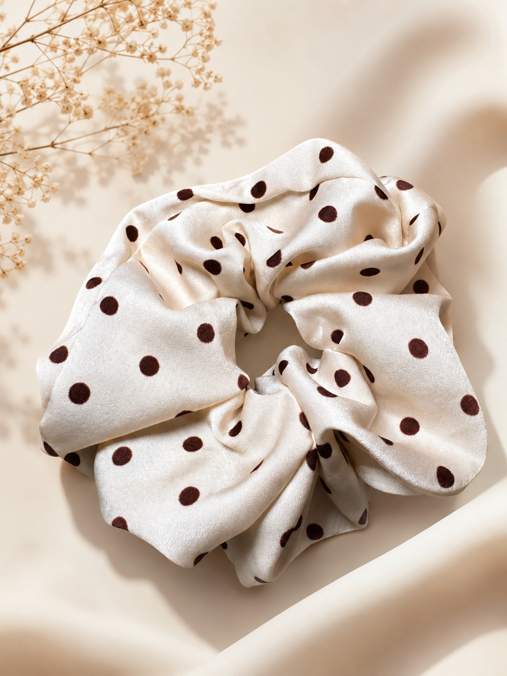 Mocha Dot Oversized Scrunchie