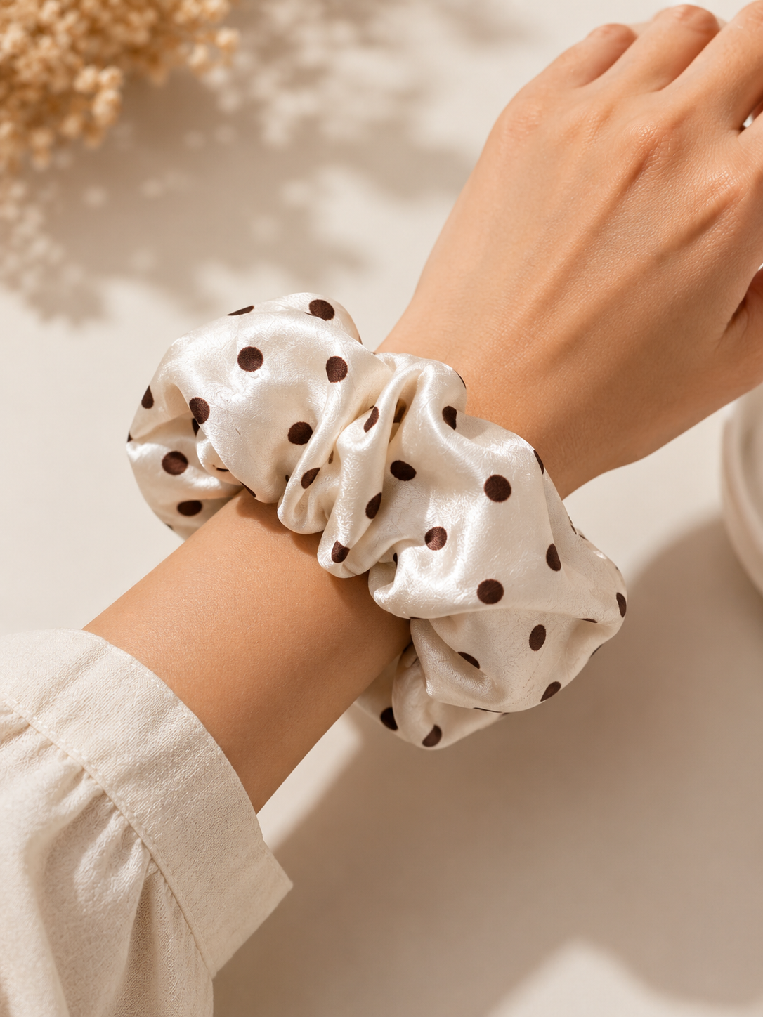 Mocha Dot Oversized Scrunchie