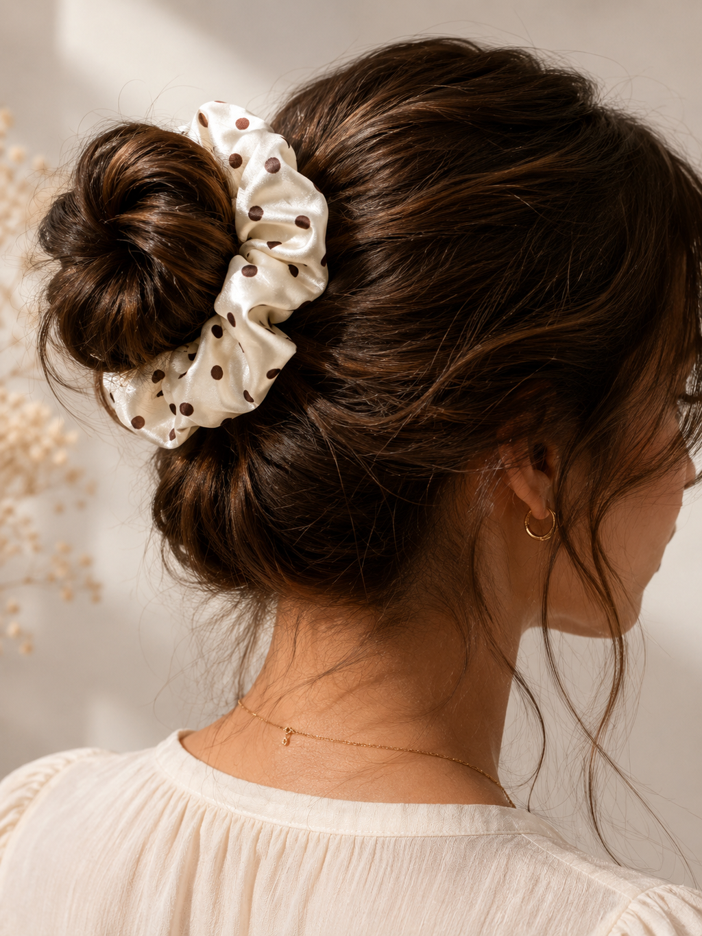 Mocha Dot Oversized Scrunchie