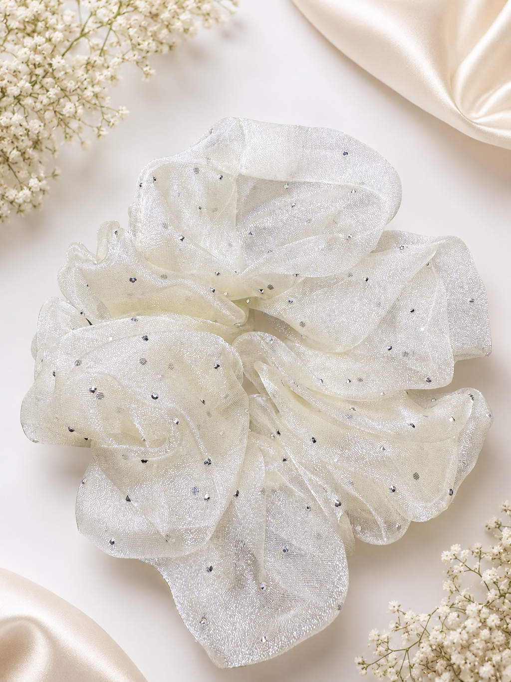 Moonlit Crystal Organza Scrunchie