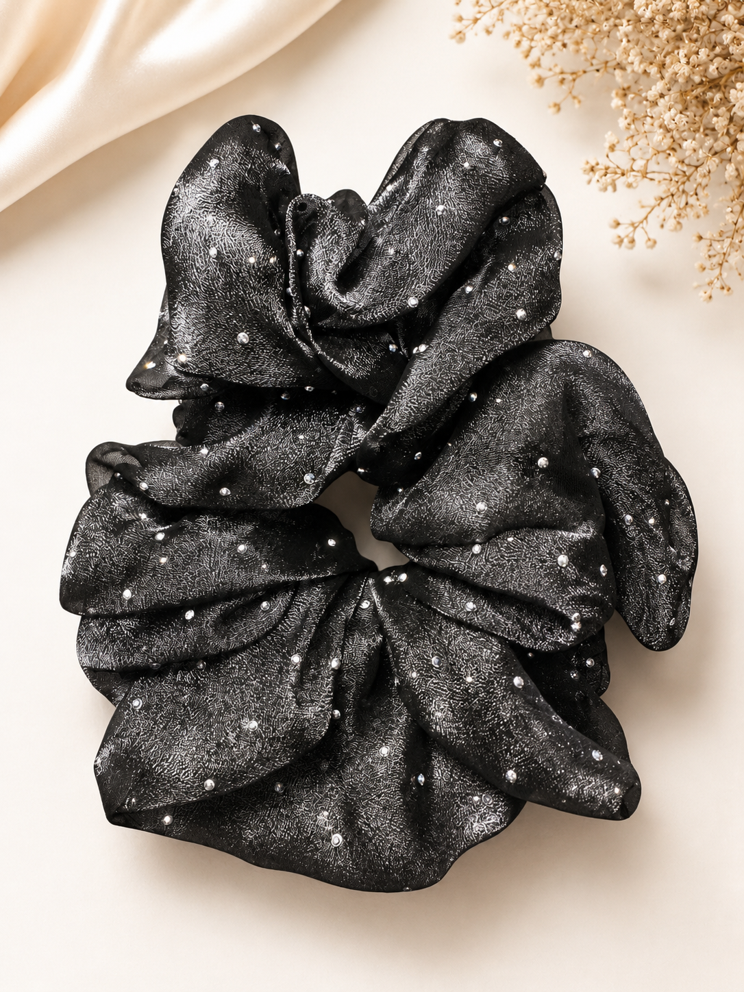 Moonlit Crystal Organza Scrunchie