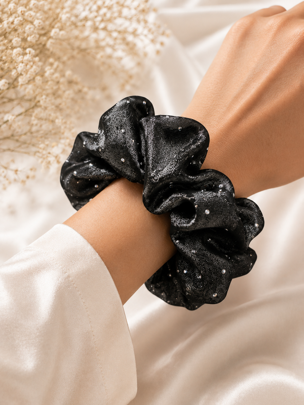 Moonlit Crystal Organza Scrunchie