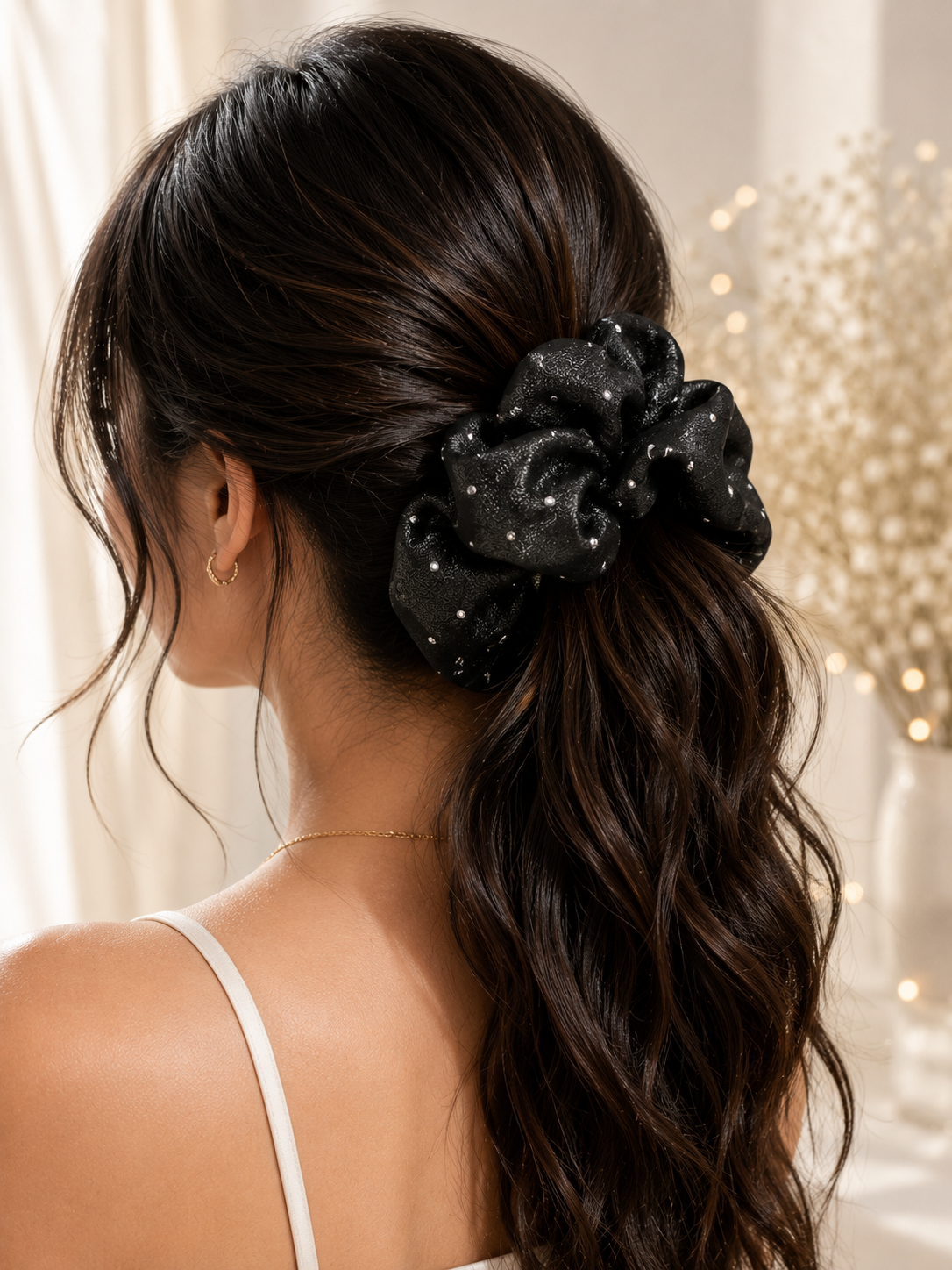 Moonlit Crystal Organza Scrunchie