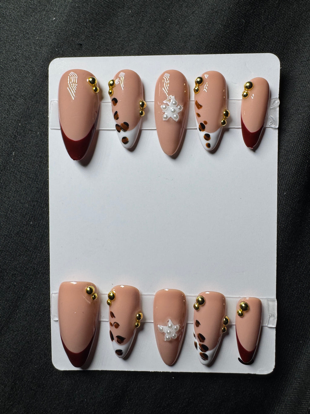 Burgundy Wildflower Press-On Nail Set
