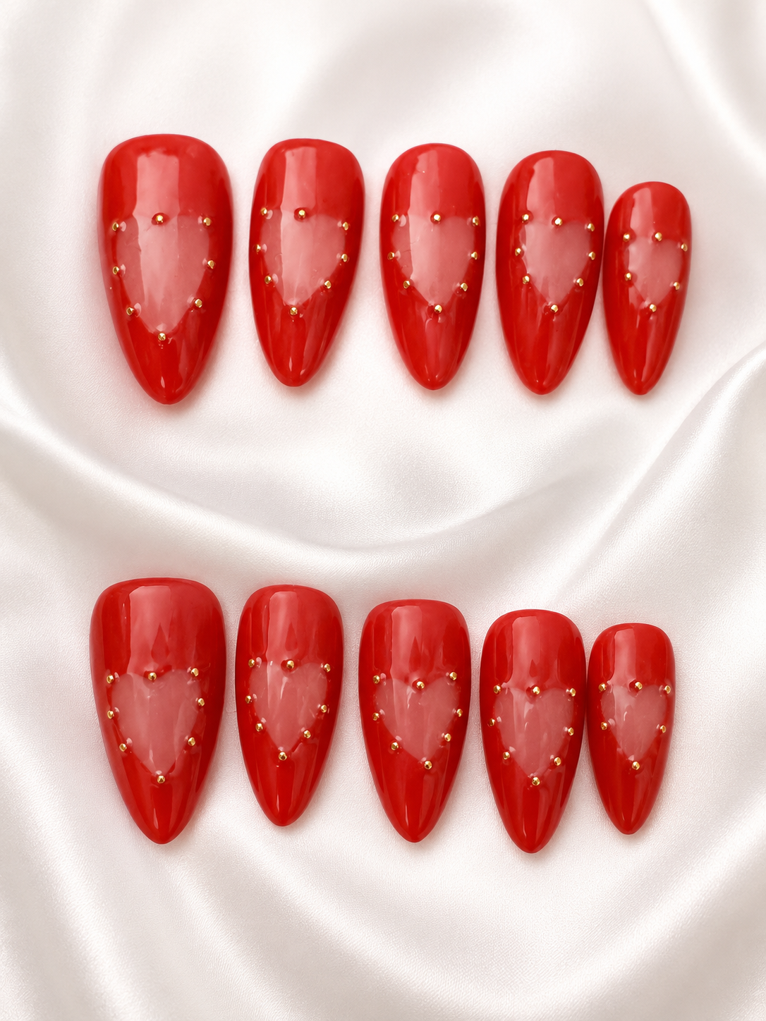 Ruby Heart Press-On Nail Set