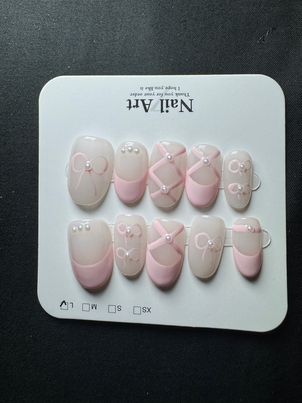 Pearl Ballet Bow Press-On Nails