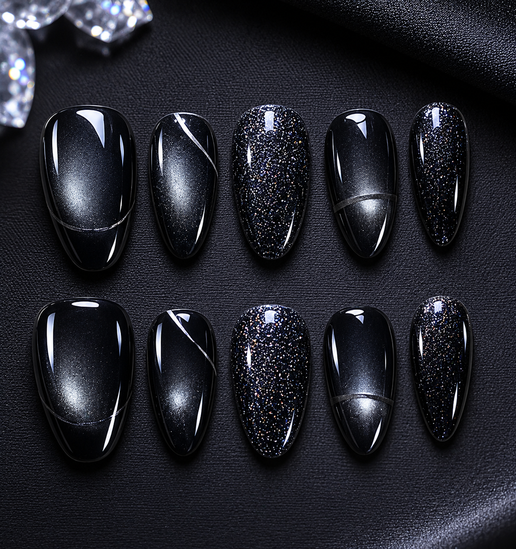 Midnight Stardust Press-On Nails