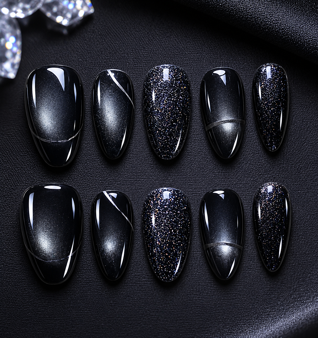 Midnight Stardust Press-On Nails