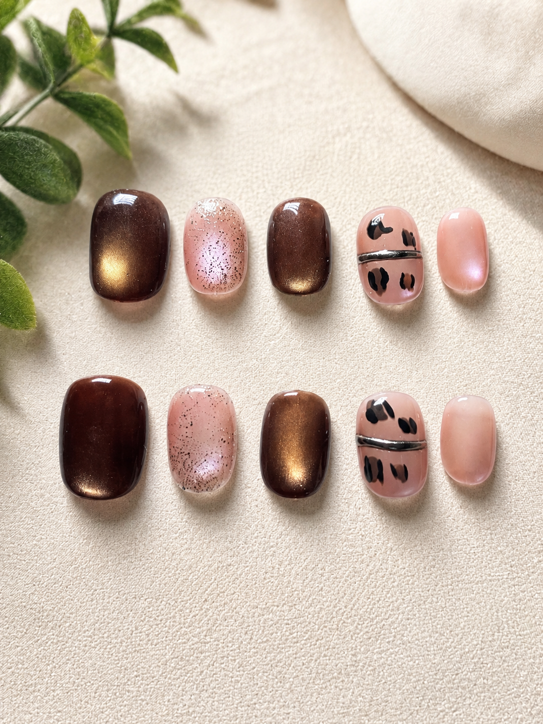 Cocoa Blush Leopard Press-On Nails