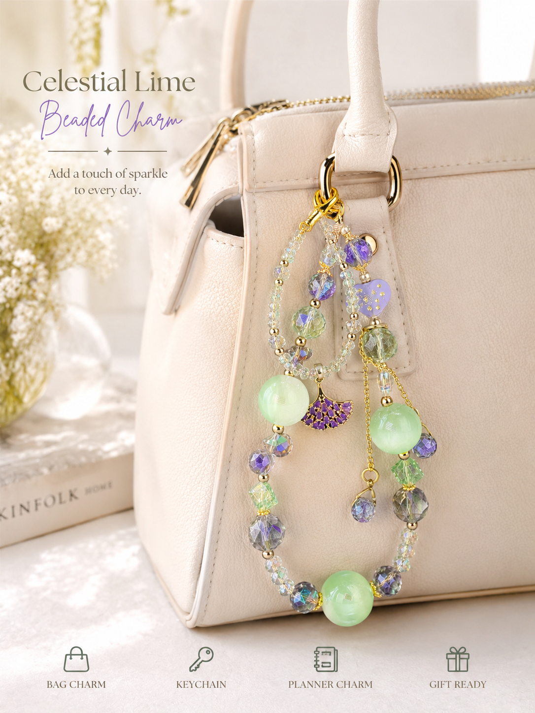 Celestial Lime Beaded Charm