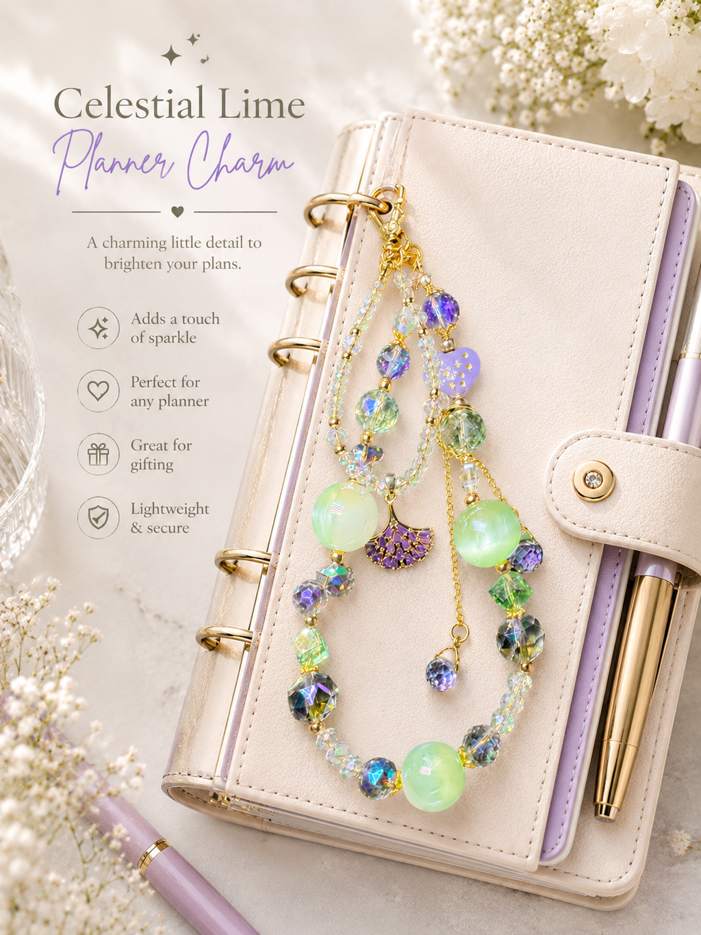 Celestial Lime Beaded Charm