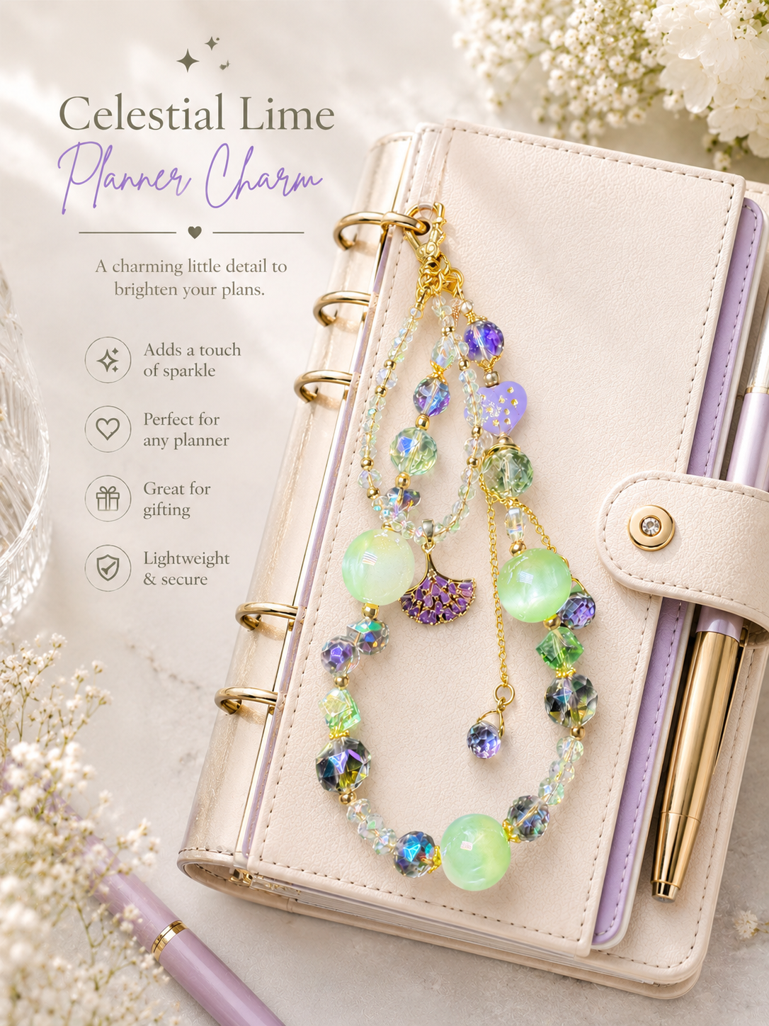 Celestial Lime Beaded Charm