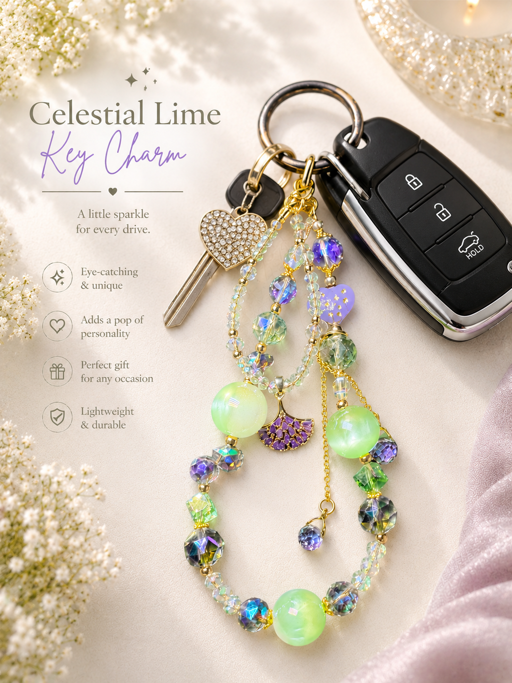 Celestial Lime Beaded Charm