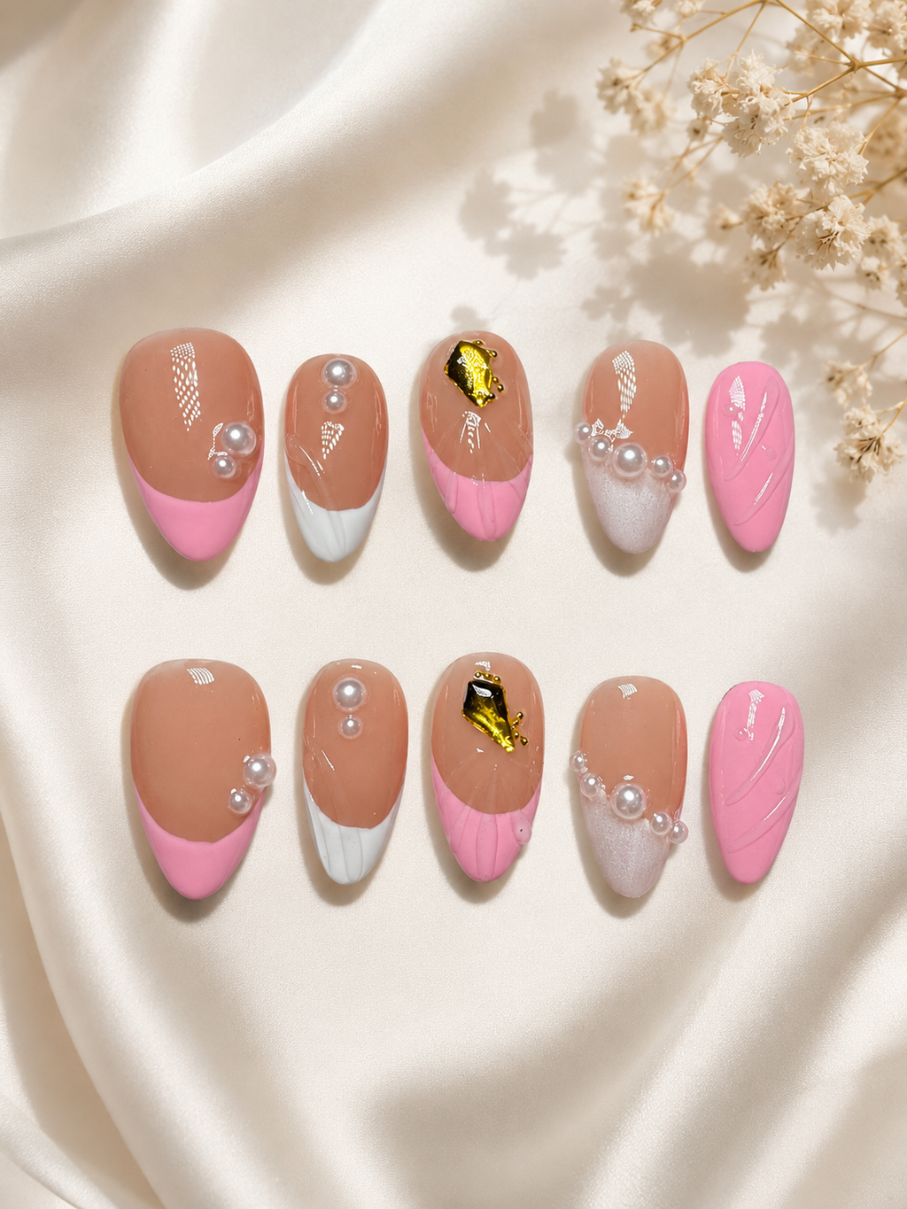 Blush Petal Pearl Press-On Nails